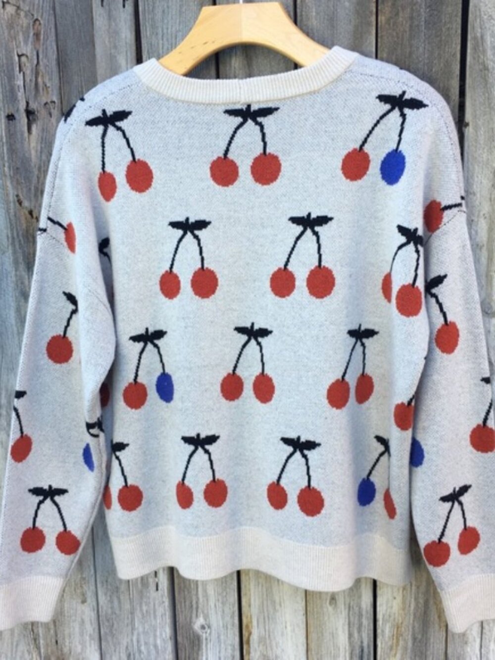 NEW Madewell Womens Cherry Print Jacquard Pullover Sweater M NWT - Picture 4 of 9